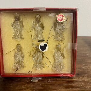 Vintage SANMYRO Acrylic Angel Christmas Ornaments (6 Piece Set, Original Box)